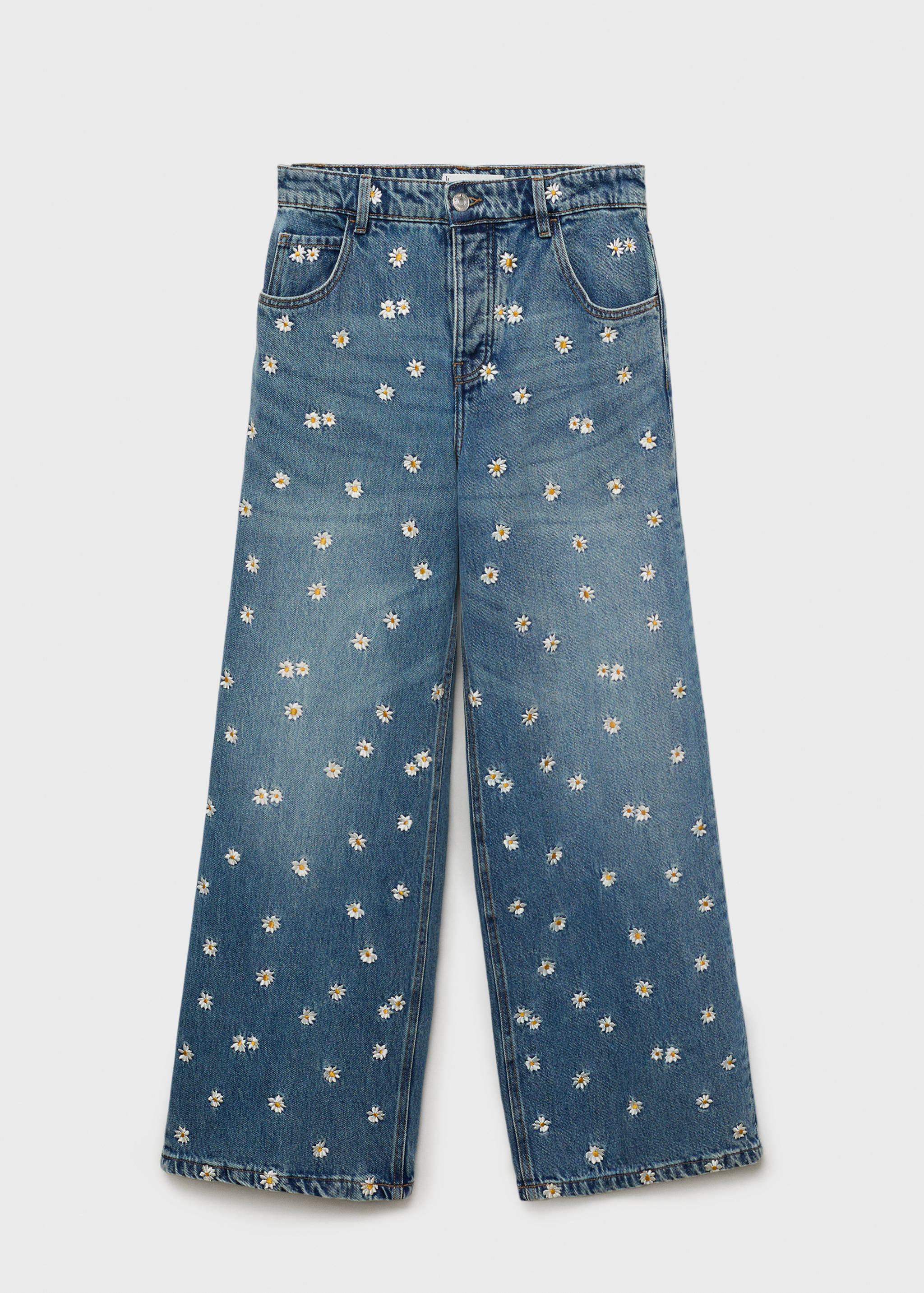 Wide-Leg-Jeans mit Blumenstickerei - Artikel ohne Model