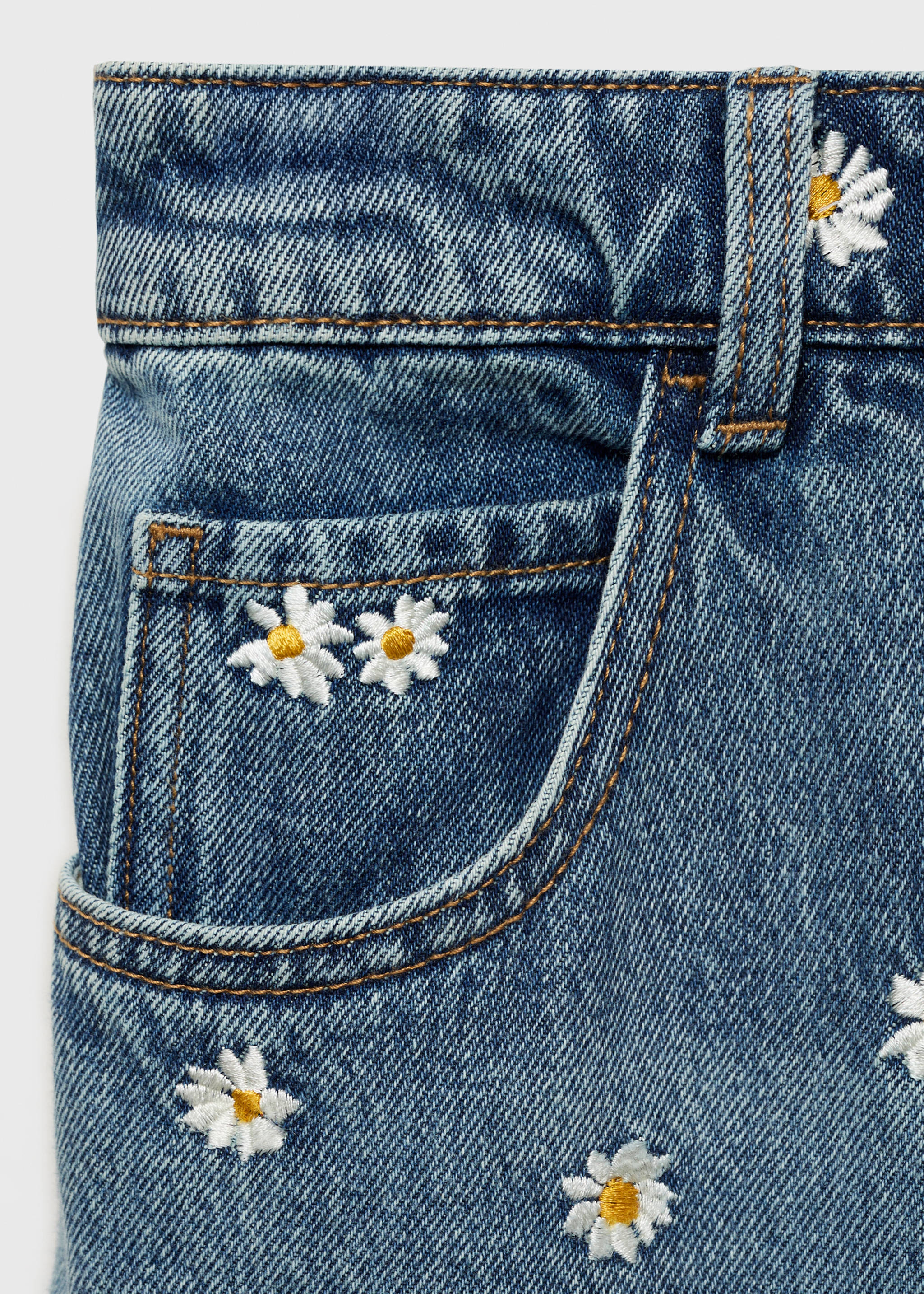 Wide-Leg-Jeans mit Blumenstickerei - Detail des Artikels 8