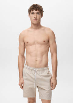Seersucker swimming trunks — Sand 1
