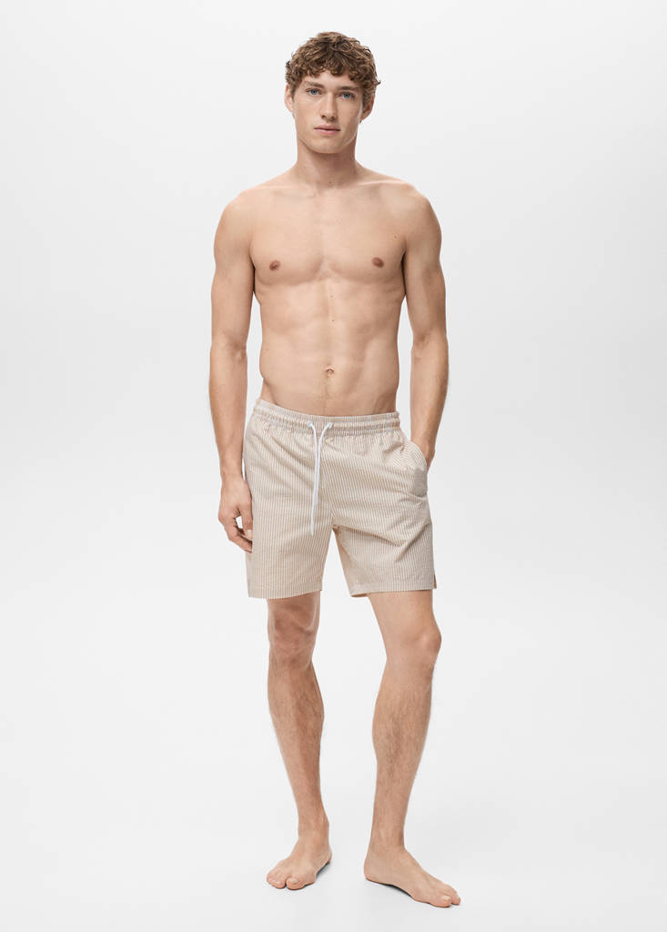 Seersucker swimming trunks — Sand