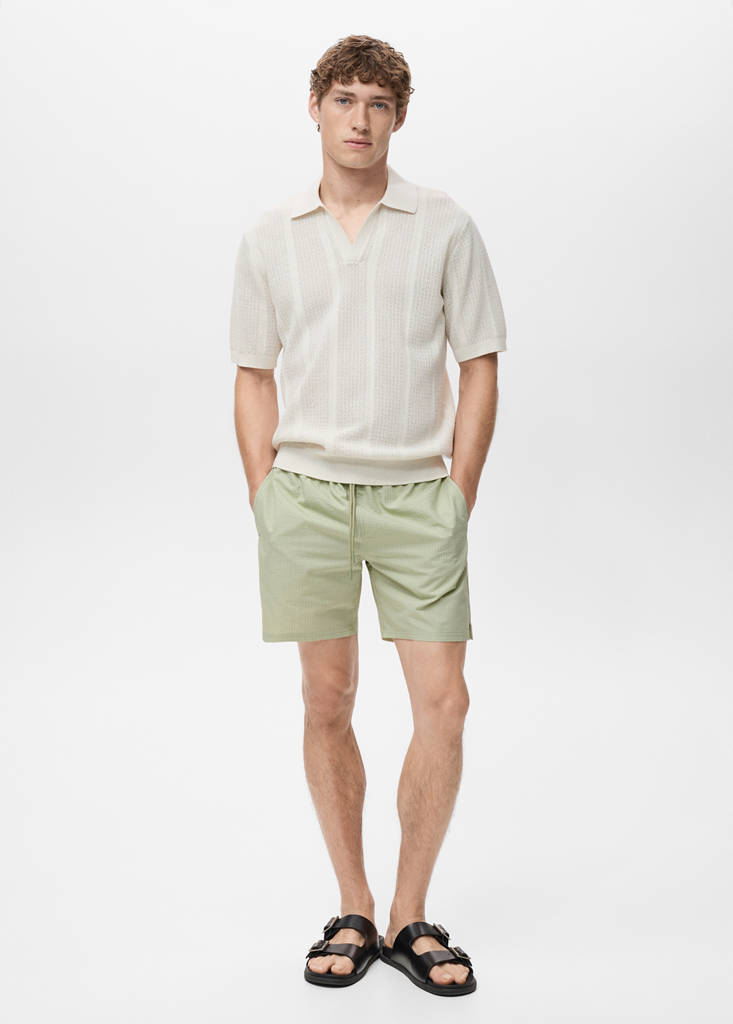 Seersucker swimming trunks — Pastel Green