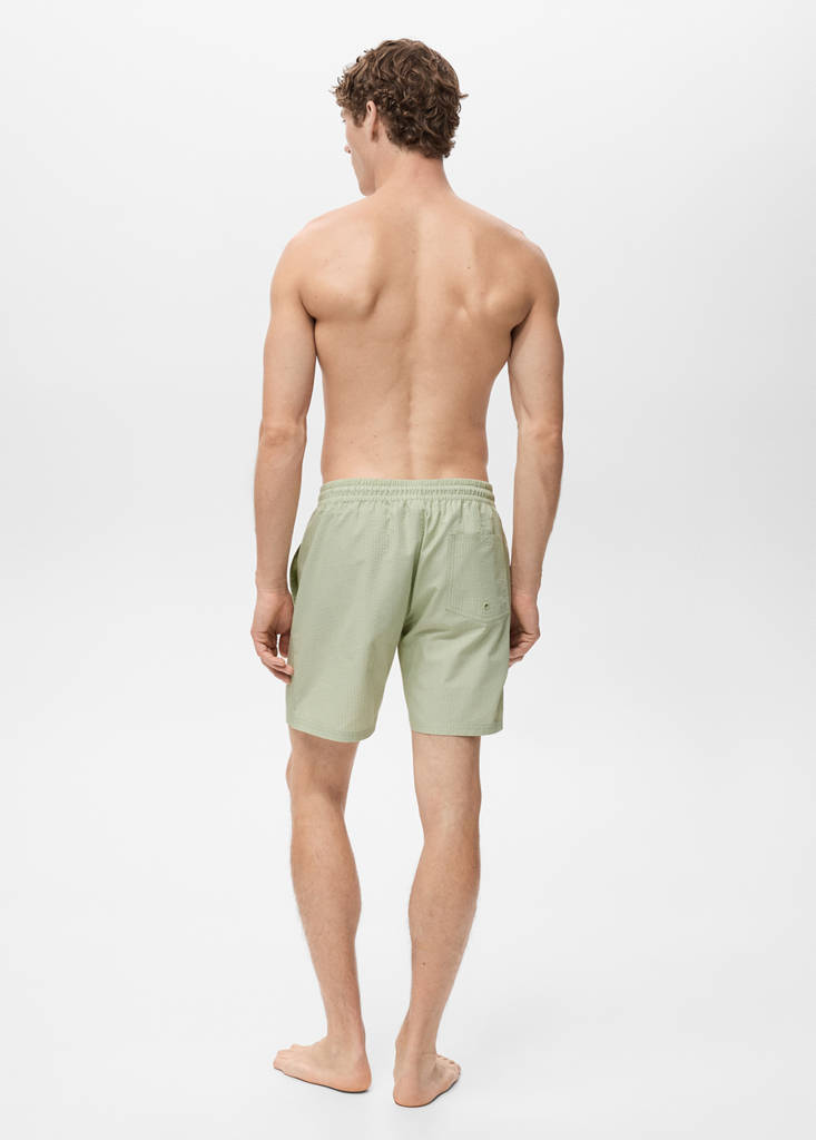 Seersucker swimming trunks — Pastel Green