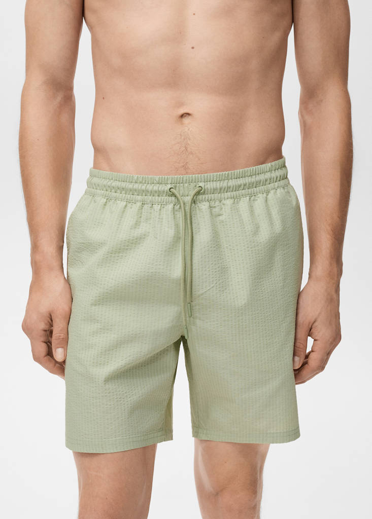 Seersucker swimming trunks — Pastel Green