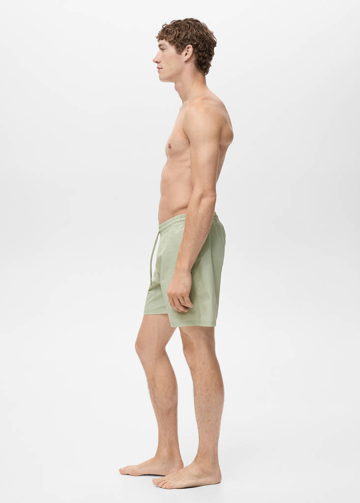Seersucker swimming trunks — Pastel Green