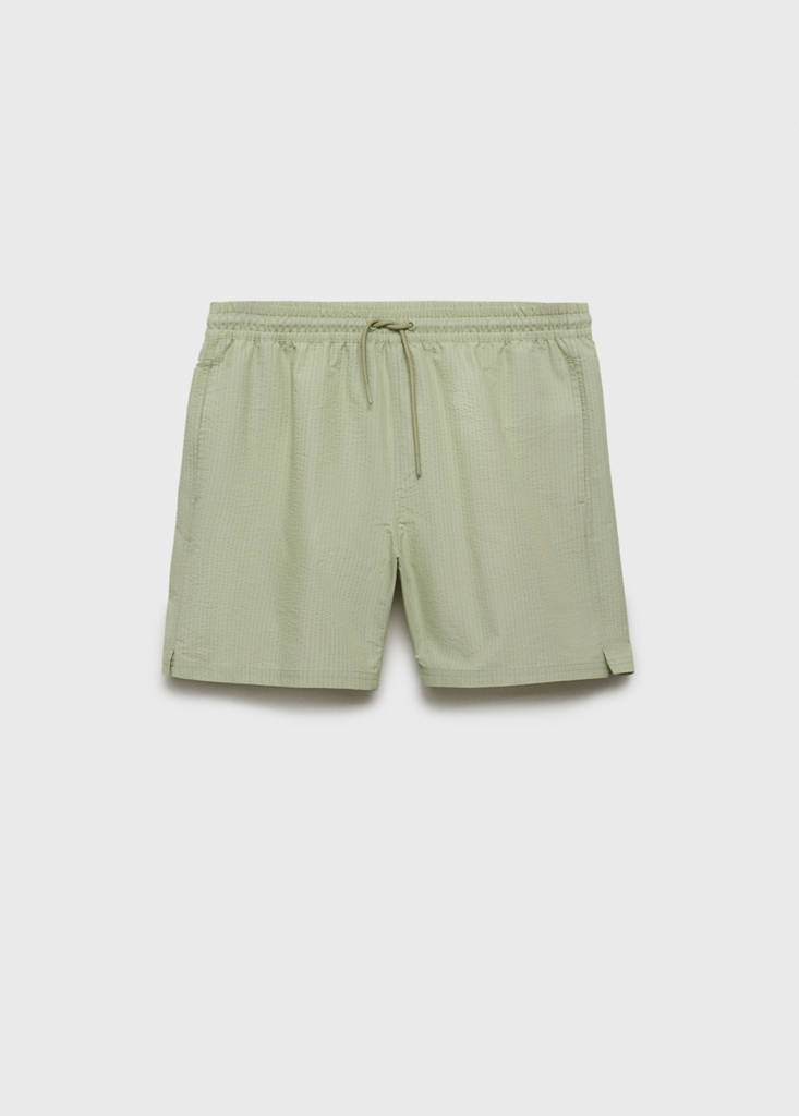 Seersucker swimming trunks — Pastel Green