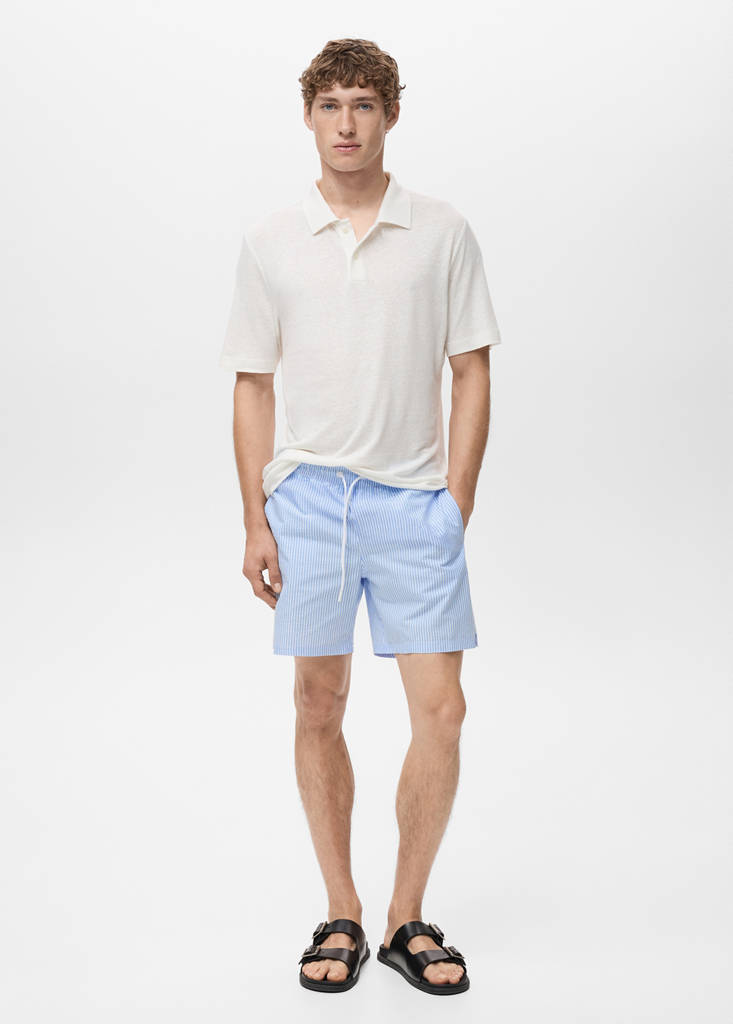 Seersucker swimming trunks — Sky Blue