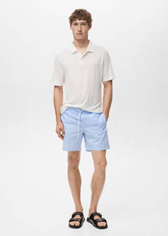 Seersucker swimming trunks — Sky Blue 2