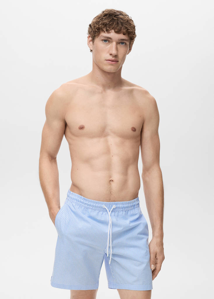 Seersucker swimming trunks — Sky Blue
