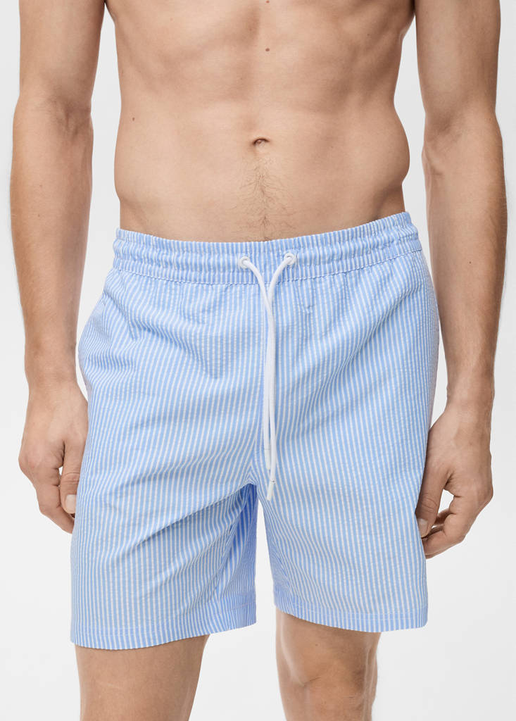 Seersucker swimming trunks — Sky Blue