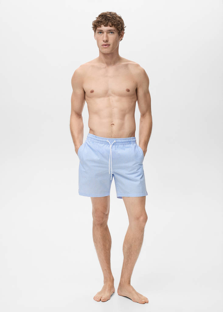 Seersucker swimming trunks — Sky Blue
