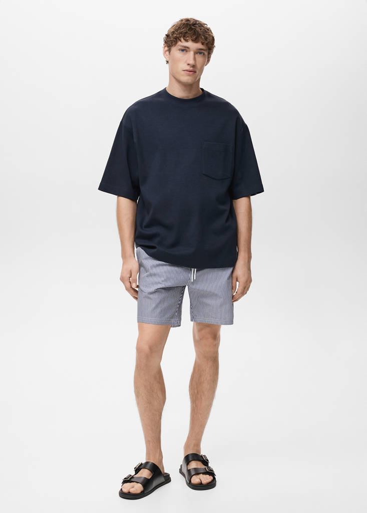 Seersucker swimming trunks — Dark Navy