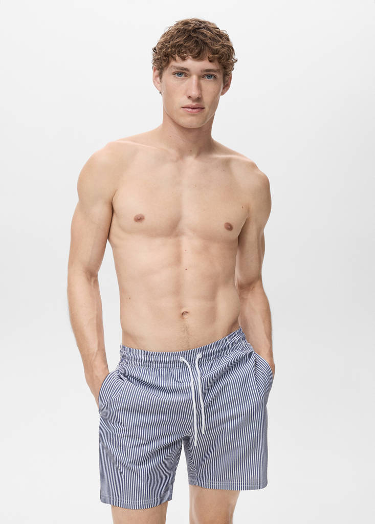 Seersucker swimming trunks — Dark Navy