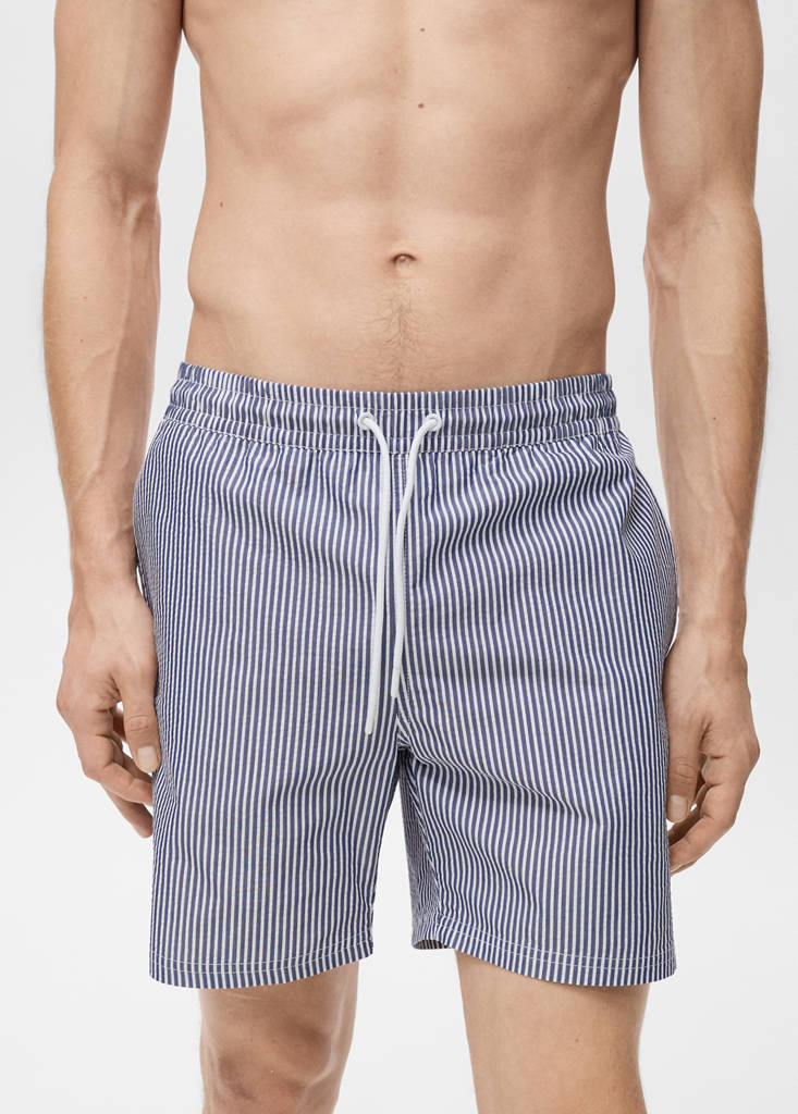 Seersucker swimming trunks — Dark Navy