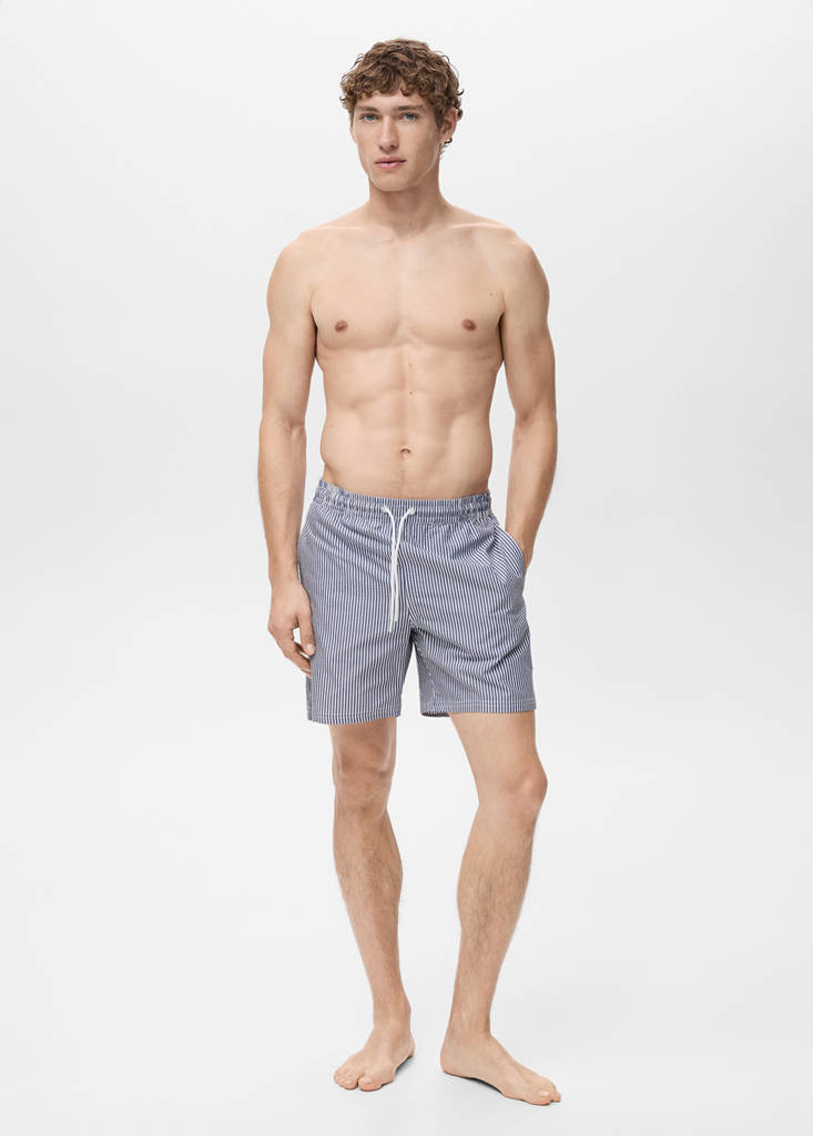 Seersucker swimming trunks — Dark Navy