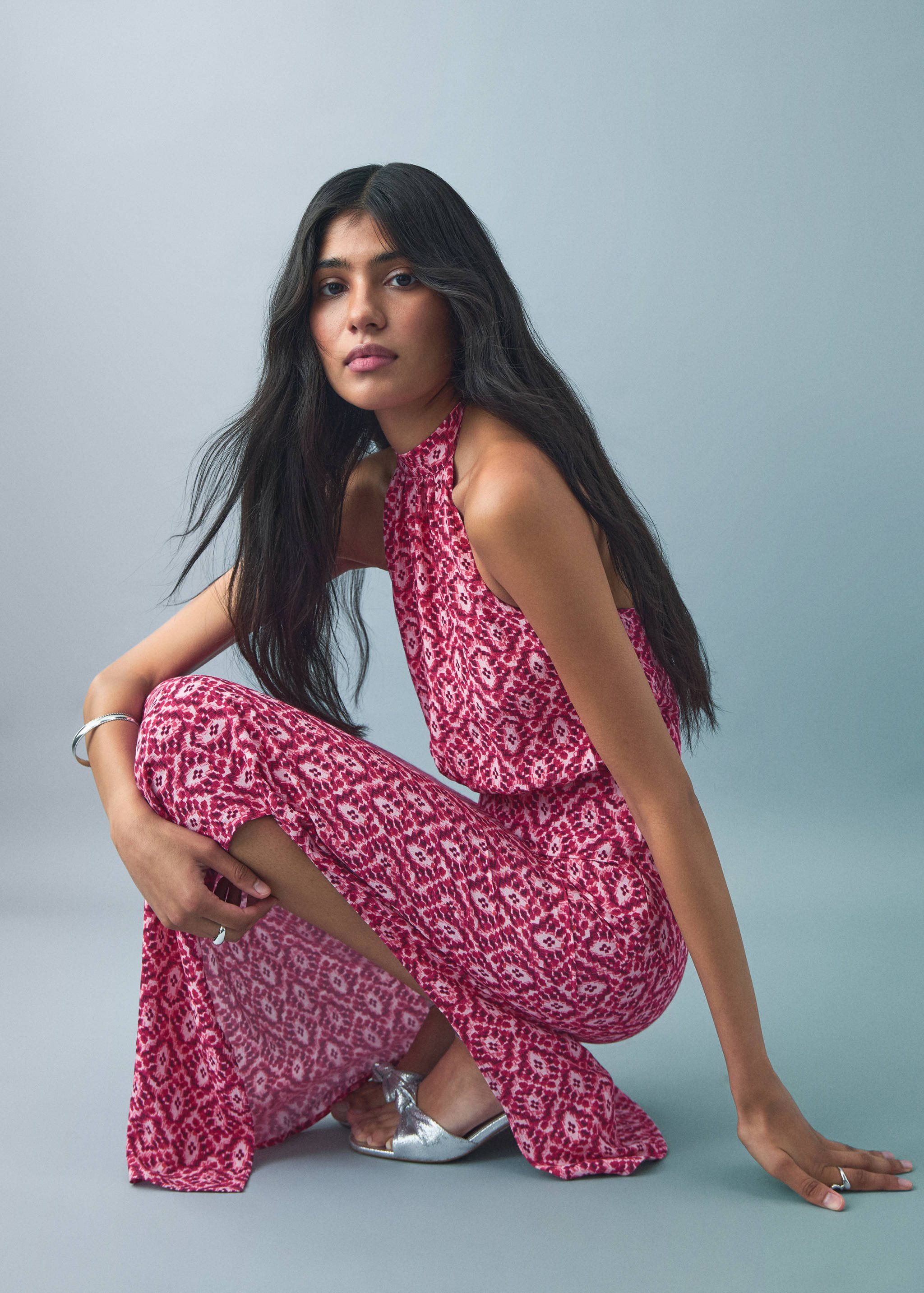 Halter-neck printed dress - Medium plane