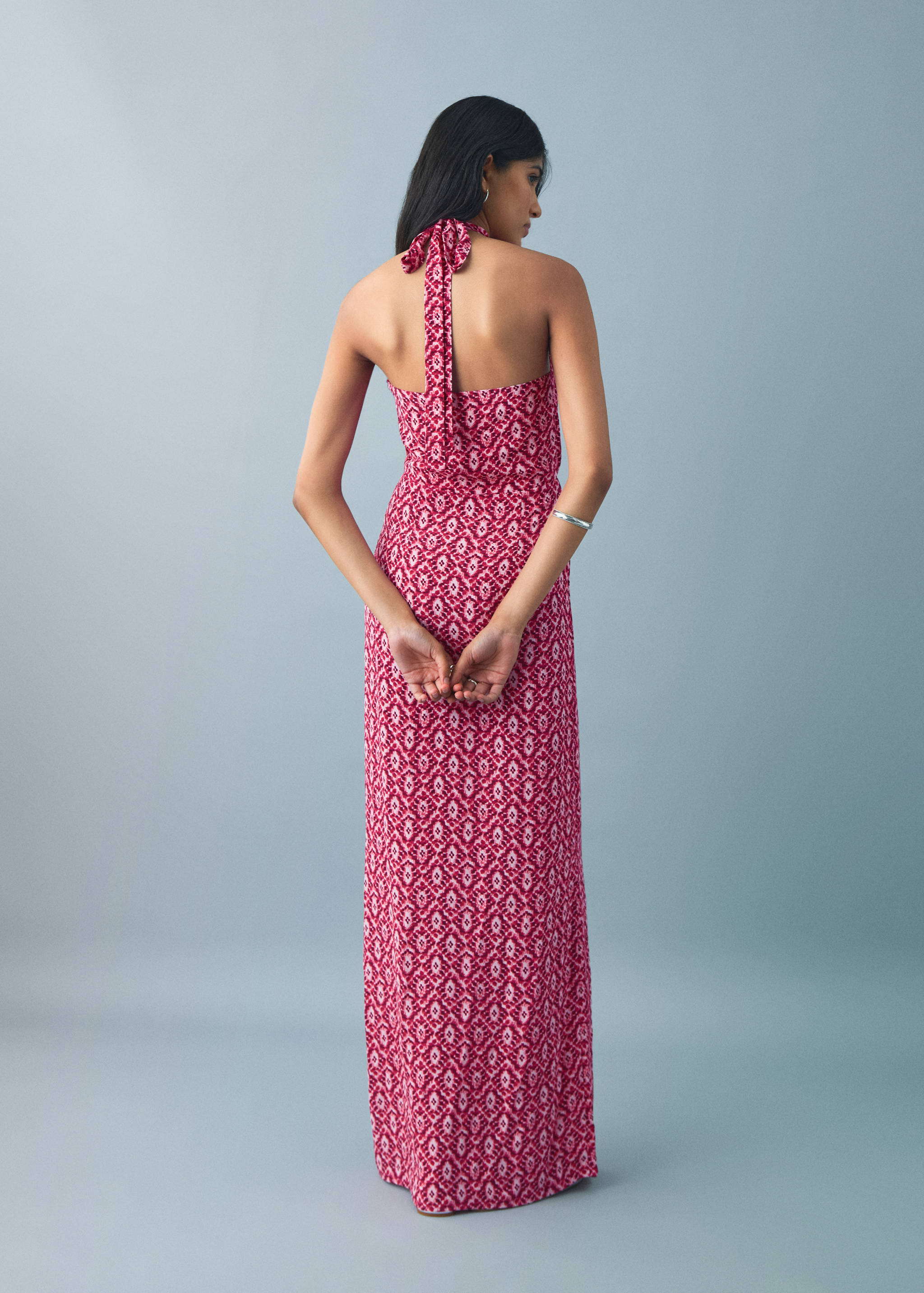Halter-neck printed dress - Reverse of the article