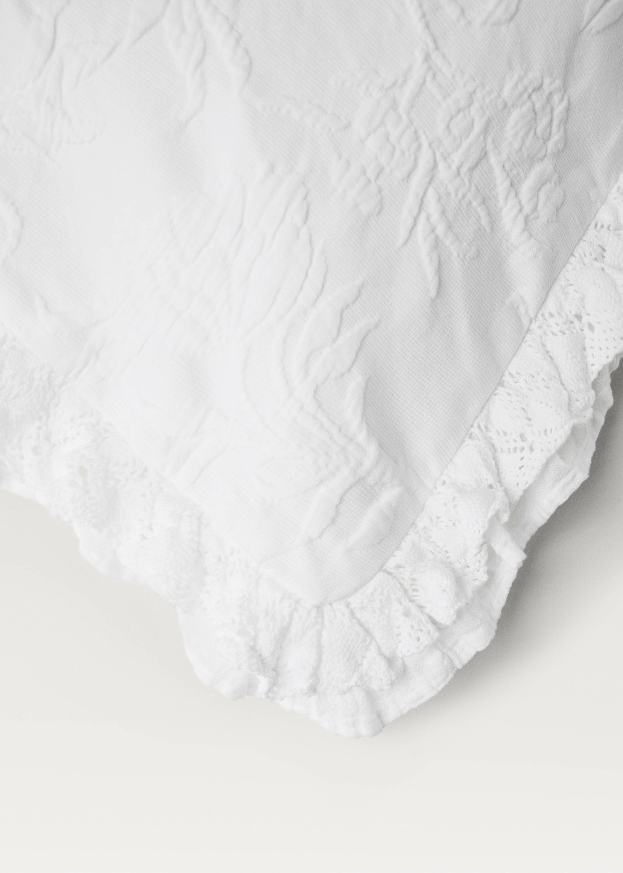 Husă de pernă din bumbac jacard floral cu volane 50x50 cm - Detaliu al articolului 2, Alb. Ref: 17041294-00.