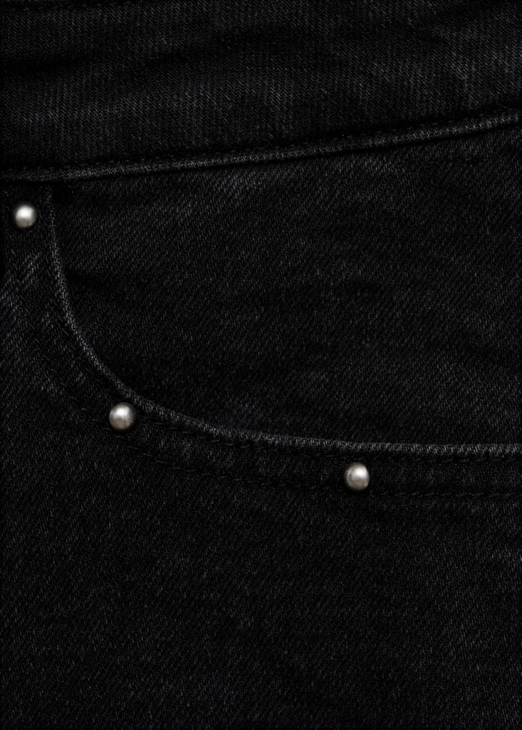 Studded mini-skirt — Black denim