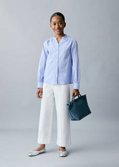 Striped shirt with pleated details — Blue 2