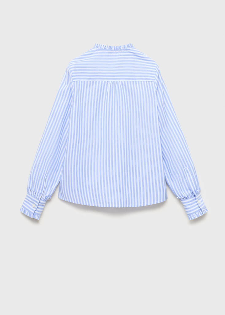 Striped shirt with pleated details — Blue