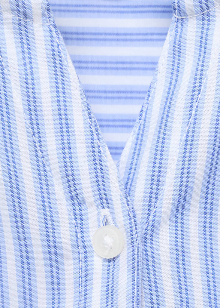 Striped shirt with pleated details — Blue