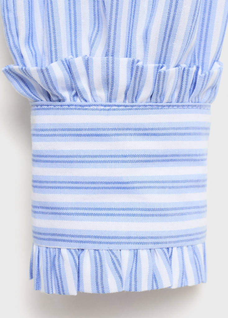Striped shirt with pleated details — Blue