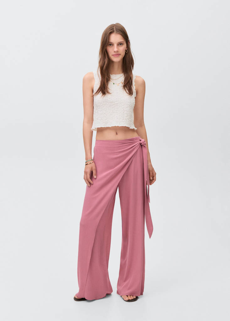 MANGO TEEN - Pantalon paréo rose - XXS - Fille Teen