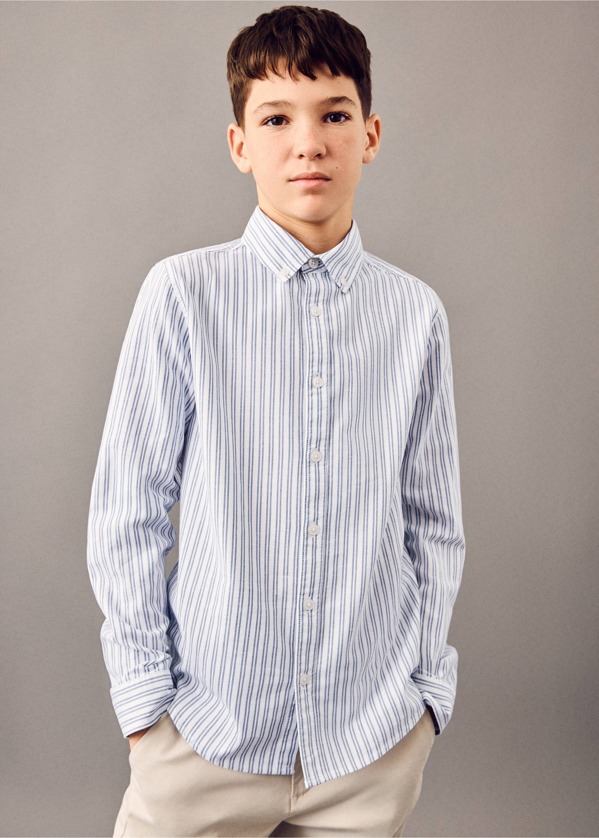 Striped Oxford shirt - General plane, Indigo Blue. Ref: 17041518-00.
