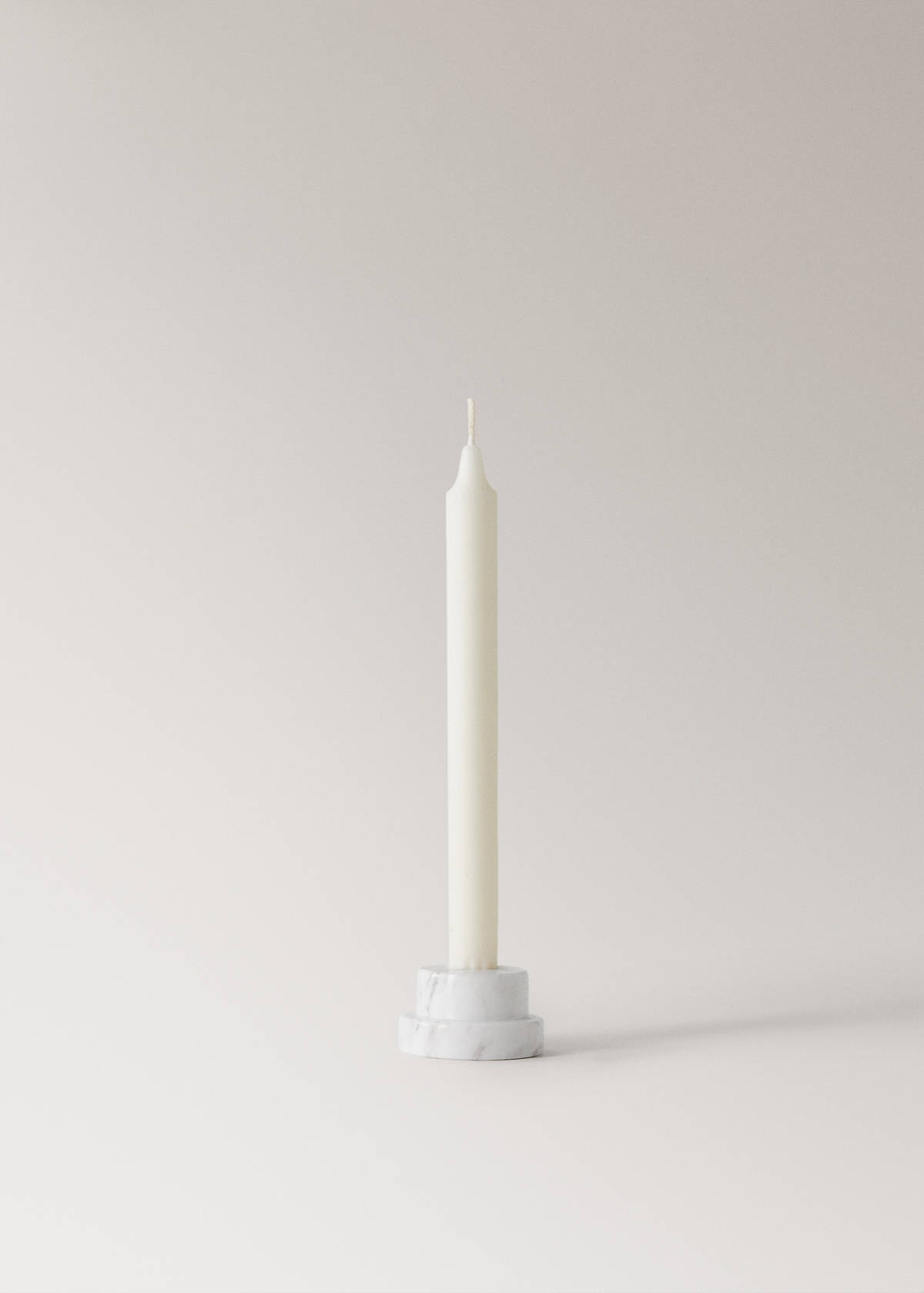 Reversible marble low candleholder — White