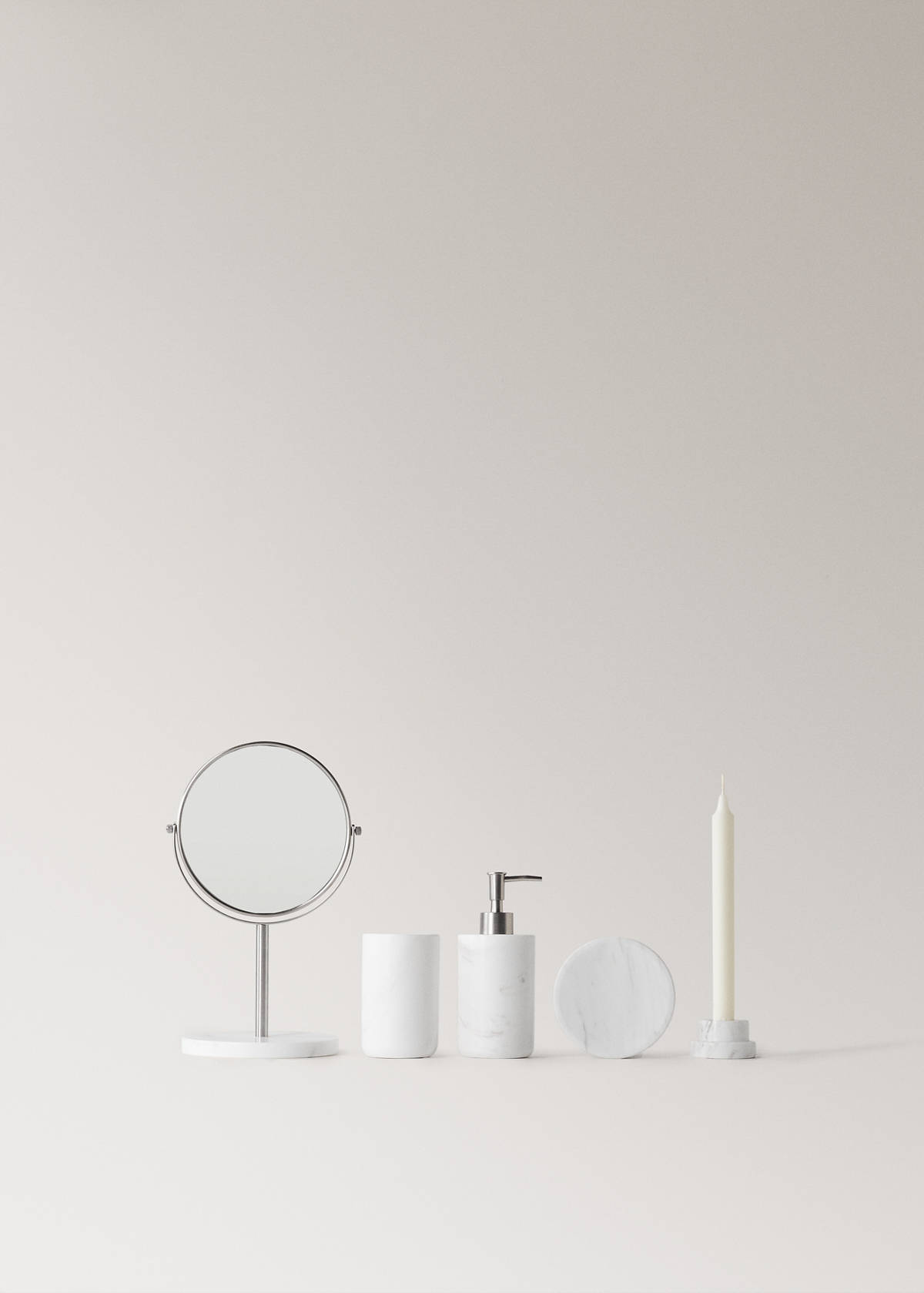 Reversible marble low candleholder — White