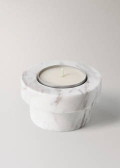 Reversible marble low candleholder — White 5