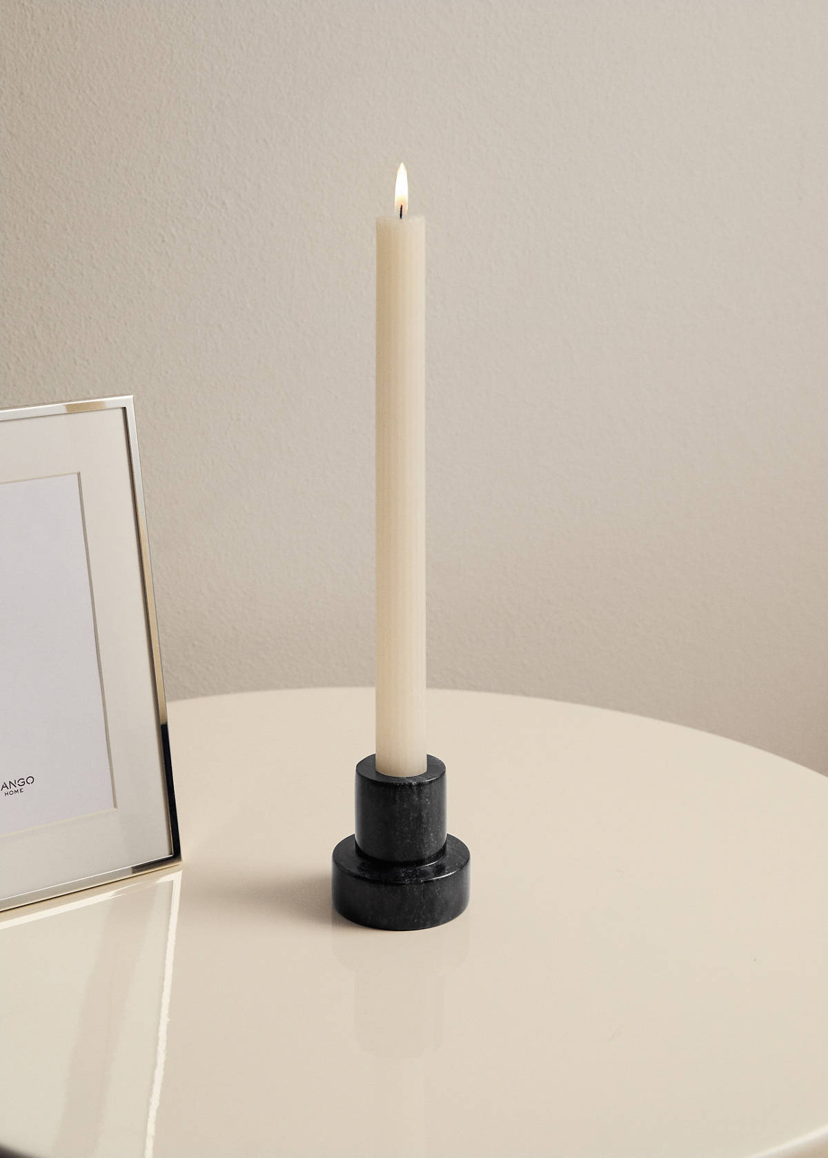 Reversible marble low candleholder — Grey