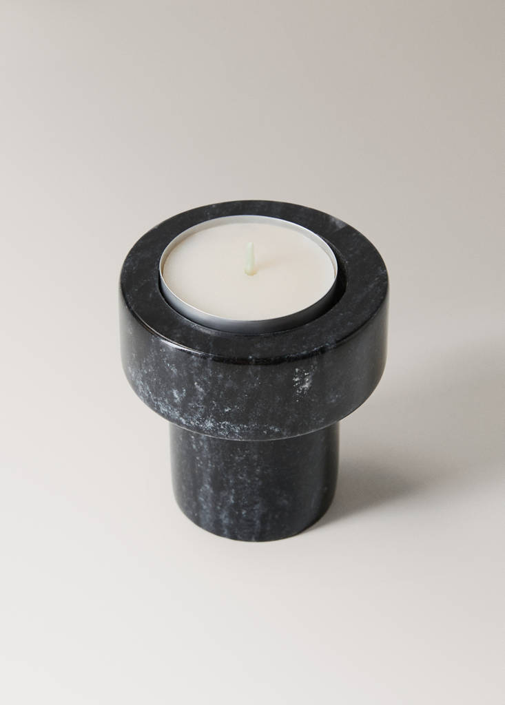 Reversible marble low candleholder — Grey