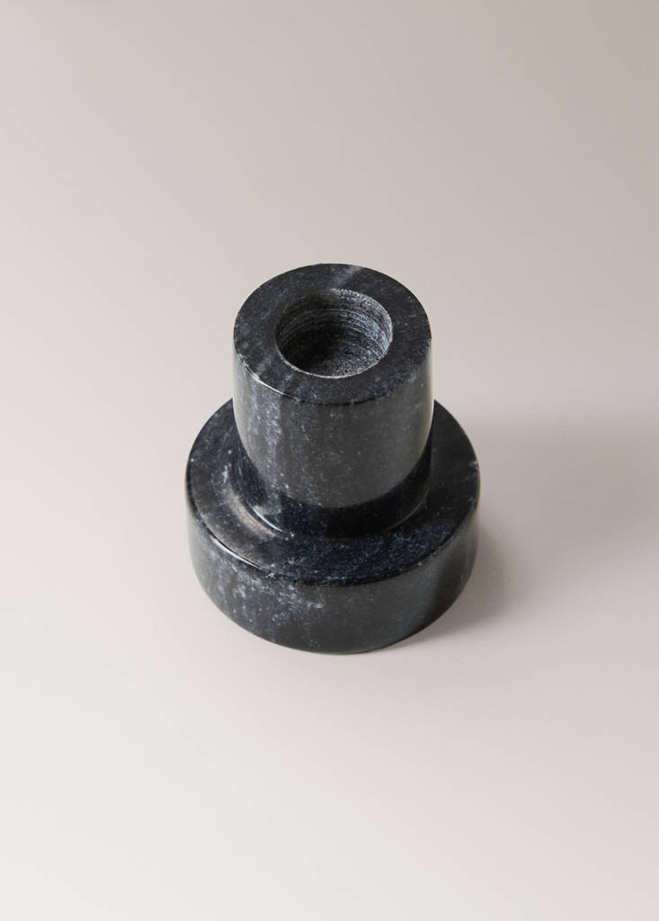 Reversible marble low candleholder — Grey