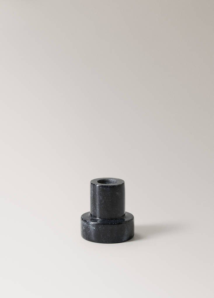 Reversible marble low candleholder — Grey