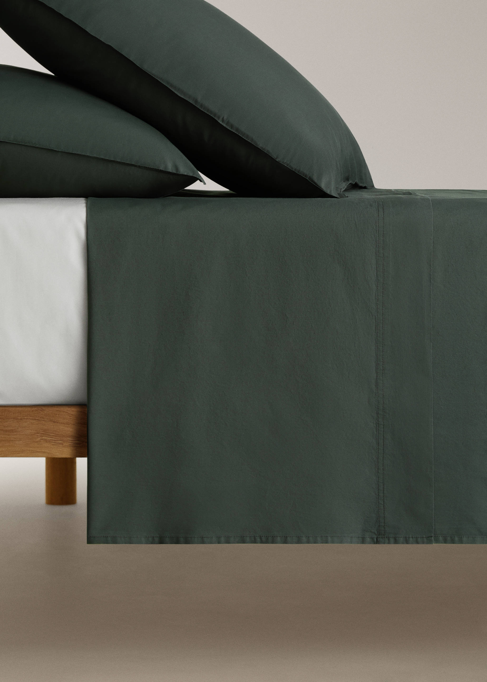 Cotton poplin double-stitched top sheet for 90 cm bed - Article without model