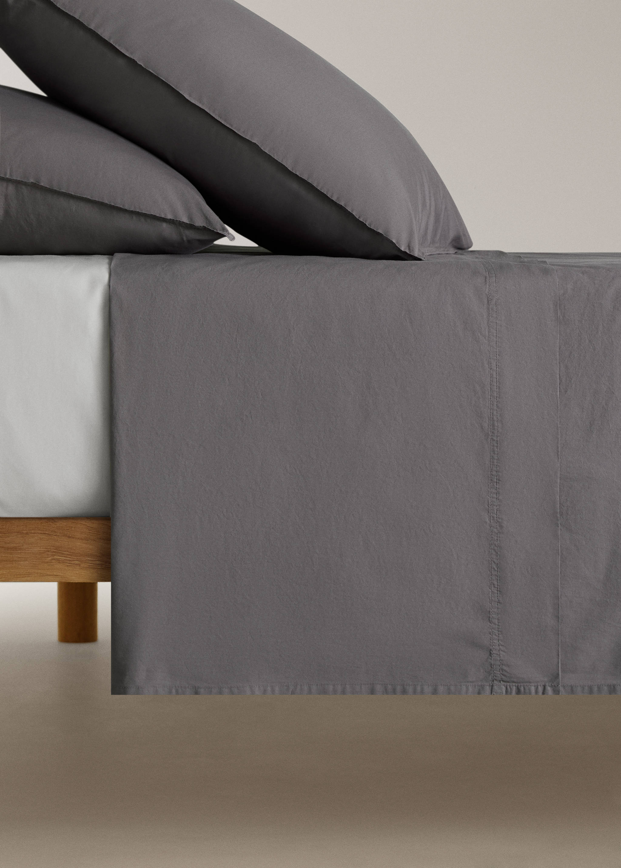 Cotton poplin double-stitched top sheet for 90 cm bed - Article without model