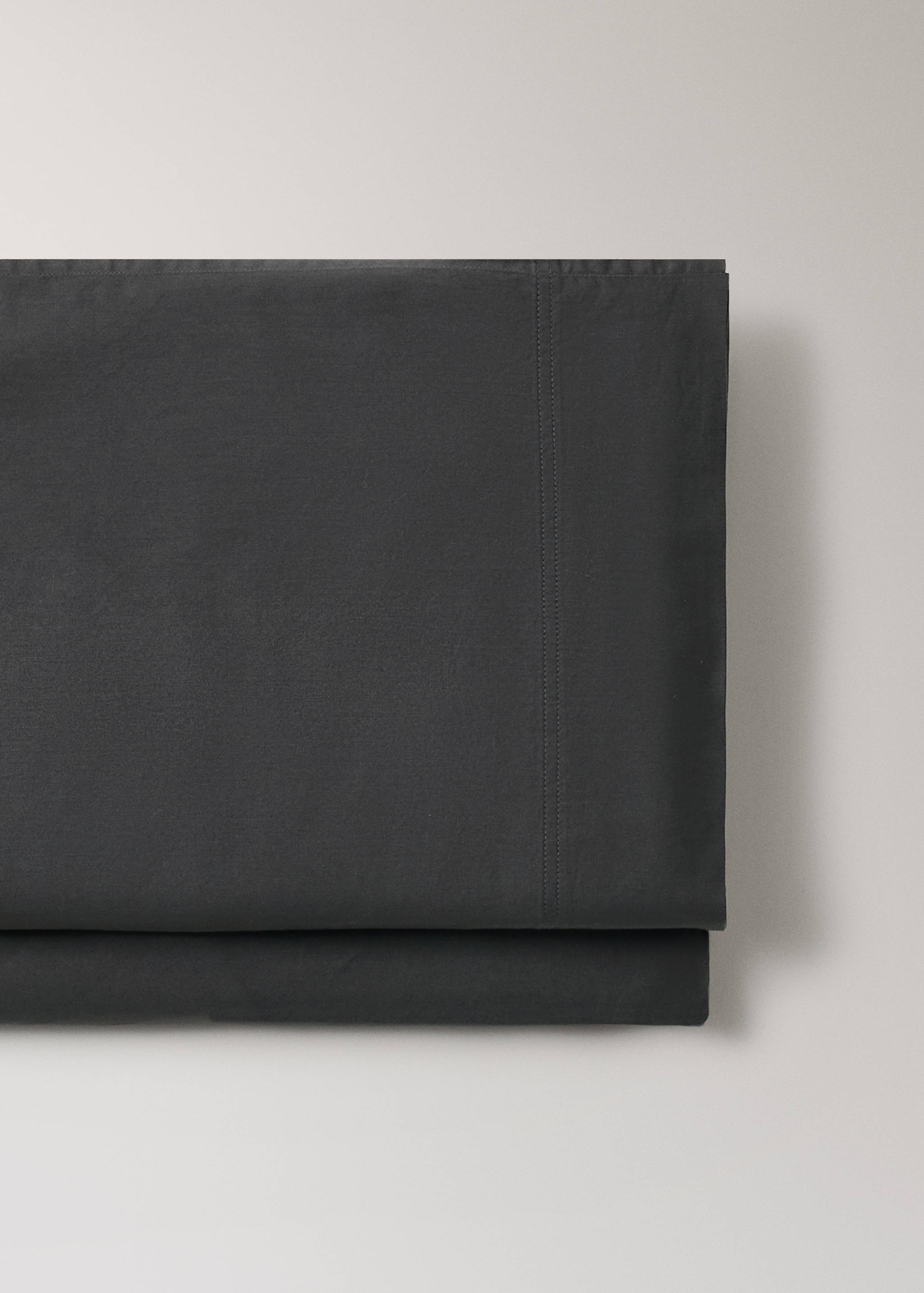 Washed cotton satin double-stitched top sheet for 90 cm bed - Details of the article 2