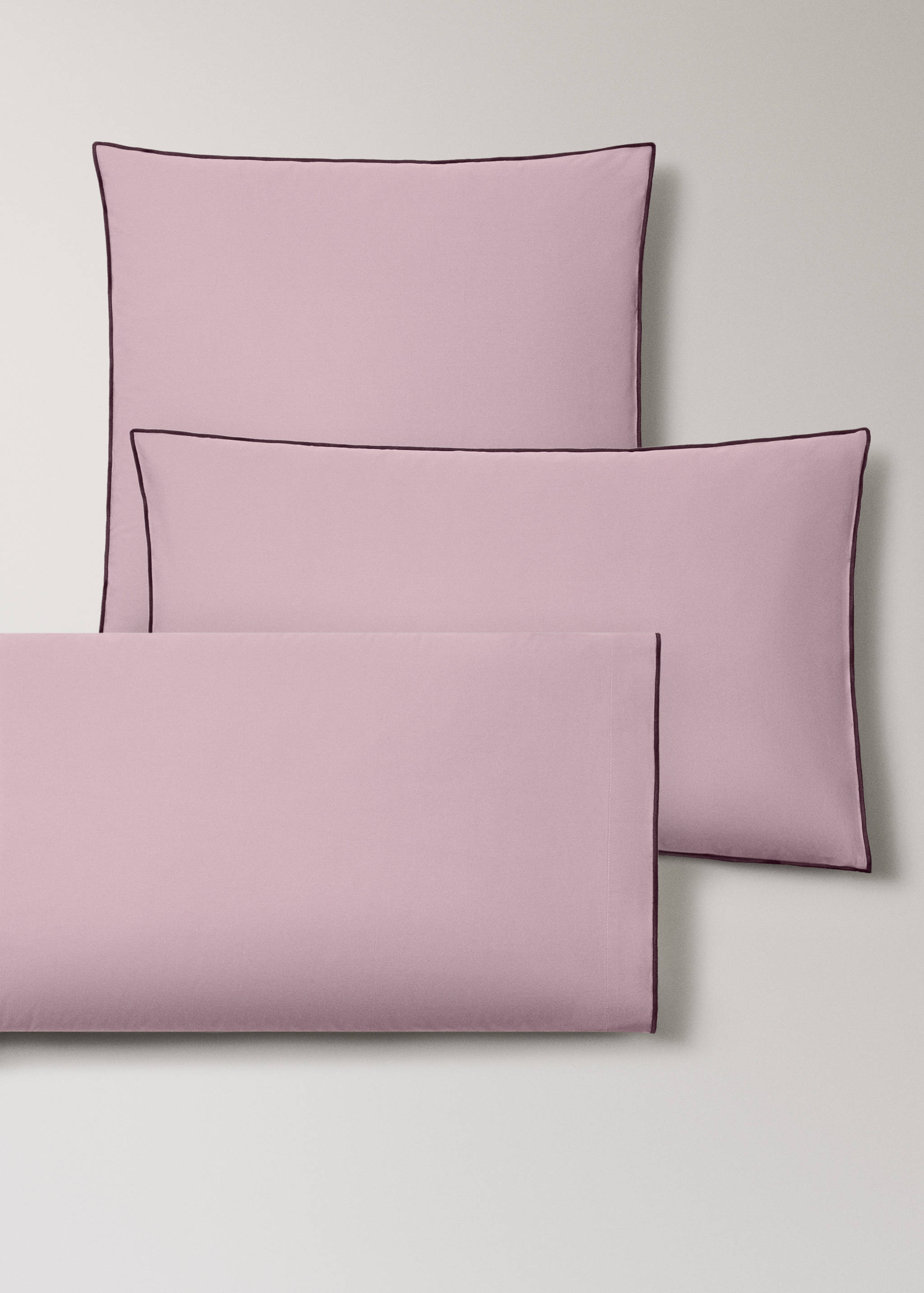 Two 200-thread count percale cotton pillowcases with contrasting overlock 50x75 cm - Details of the article 4