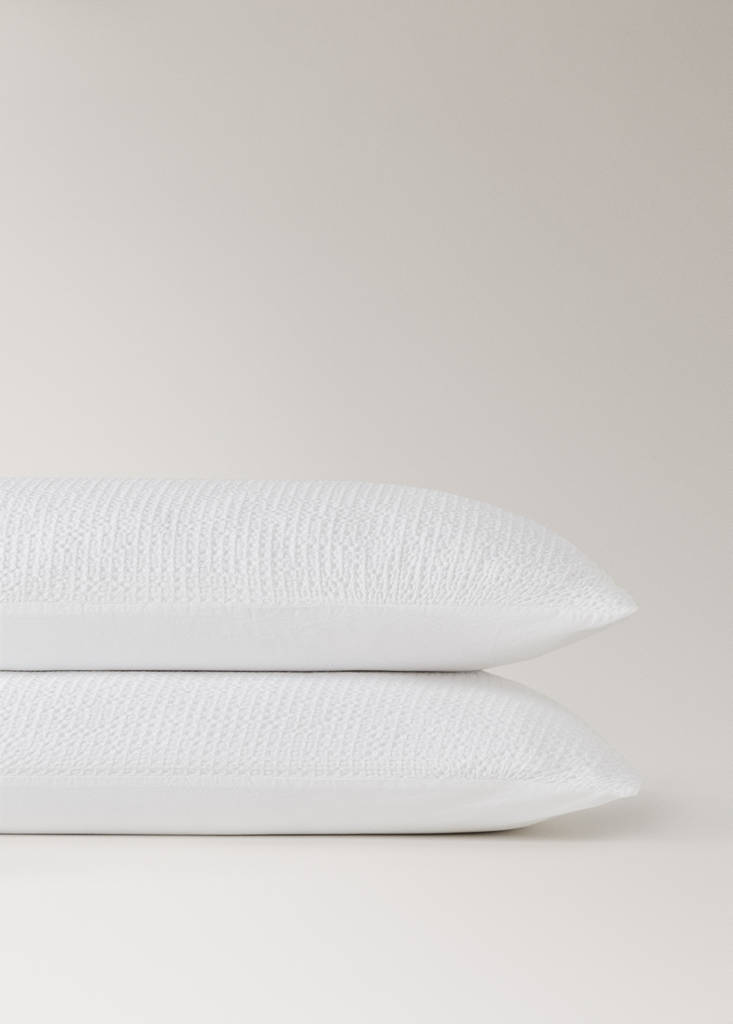 Two cotton waffle percale pillowcases 50x75 cm — White