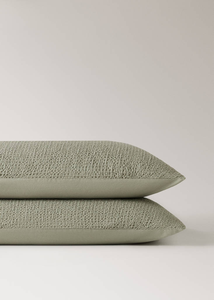 Two cotton waffle percale pillowcases 50x75 cm — Forest Green
