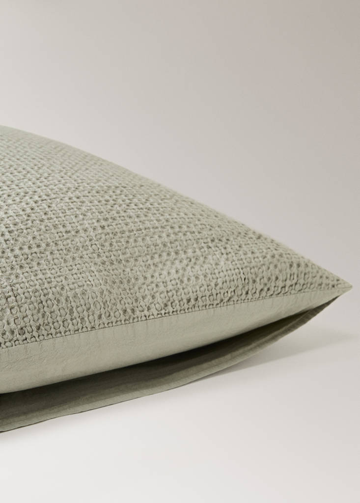 Two cotton waffle percale pillowcases 50x75 cm — Forest Green