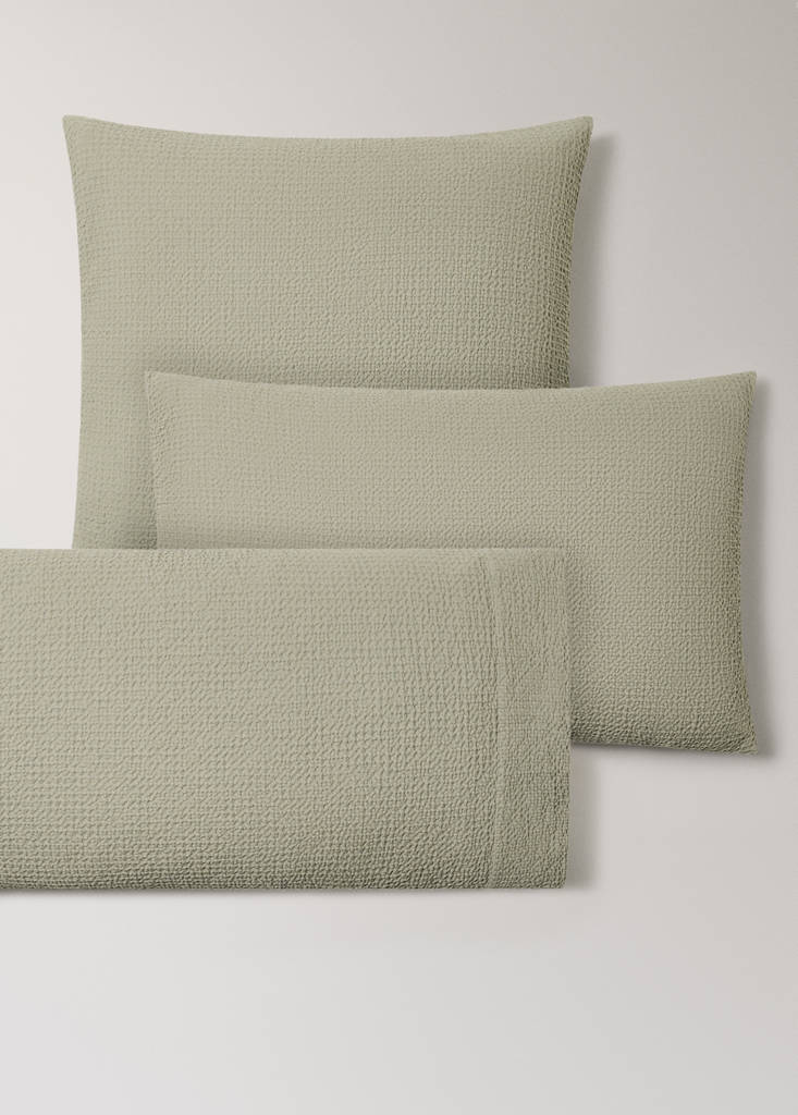 Two cotton waffle percale pillowcases 50x75 cm — Forest Green