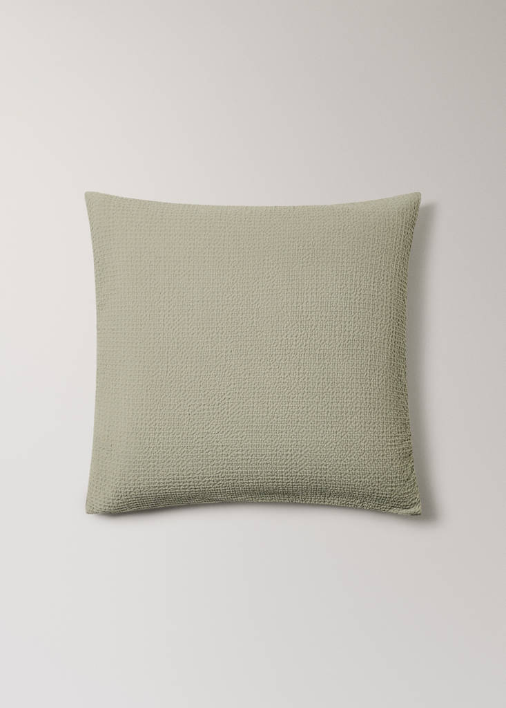Two cotton waffle percale pillowcases 60x60 cm — Forest Green