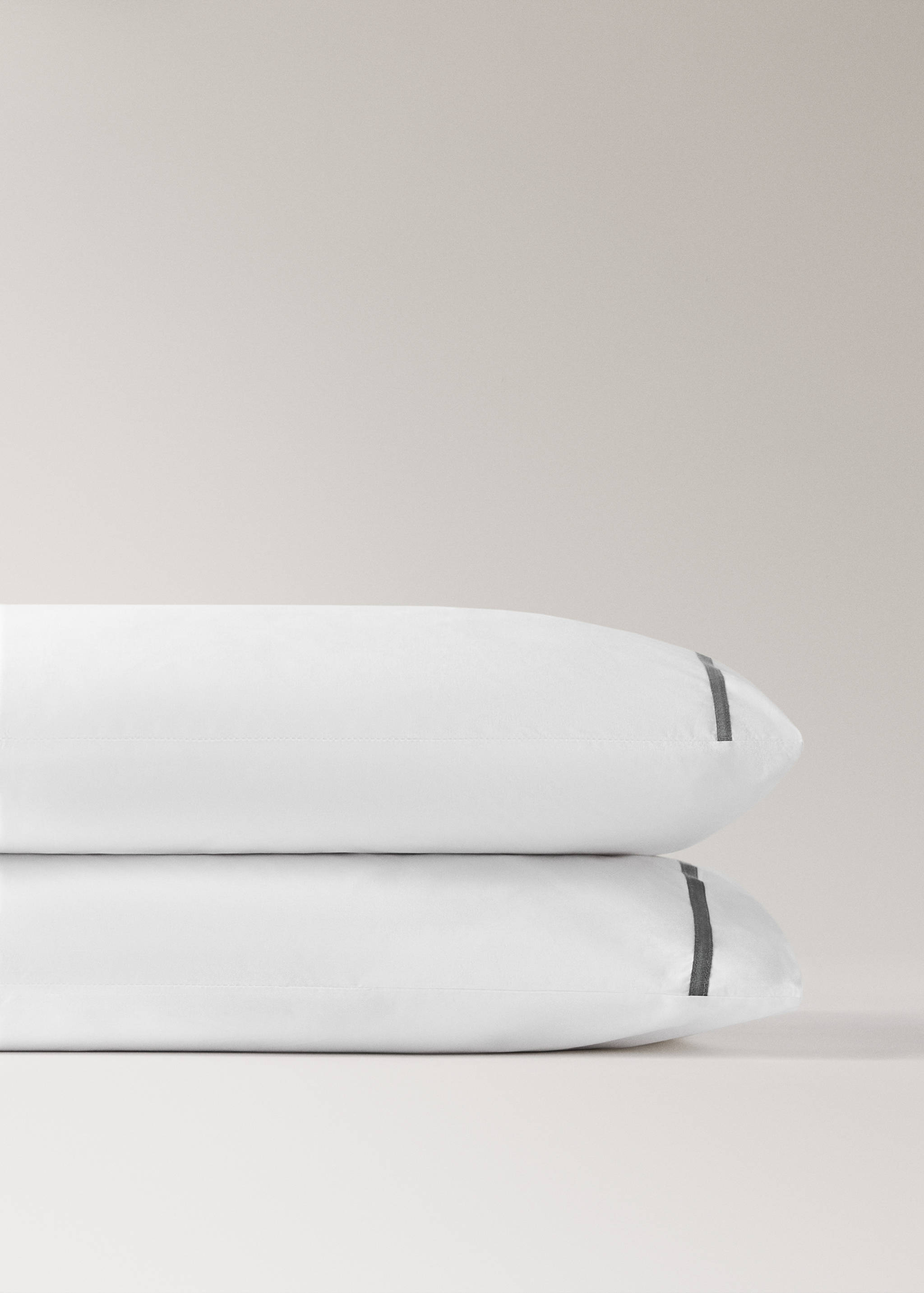 Two 200-thread count percale cotton pillowcases 50x75cm - Details of the article 1