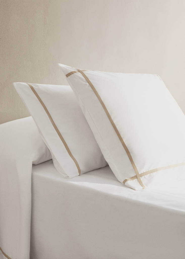MANGO HOME - Deux taies d'oreiller percale de coton 200 fils 60x60 cm beige - 60x60cm