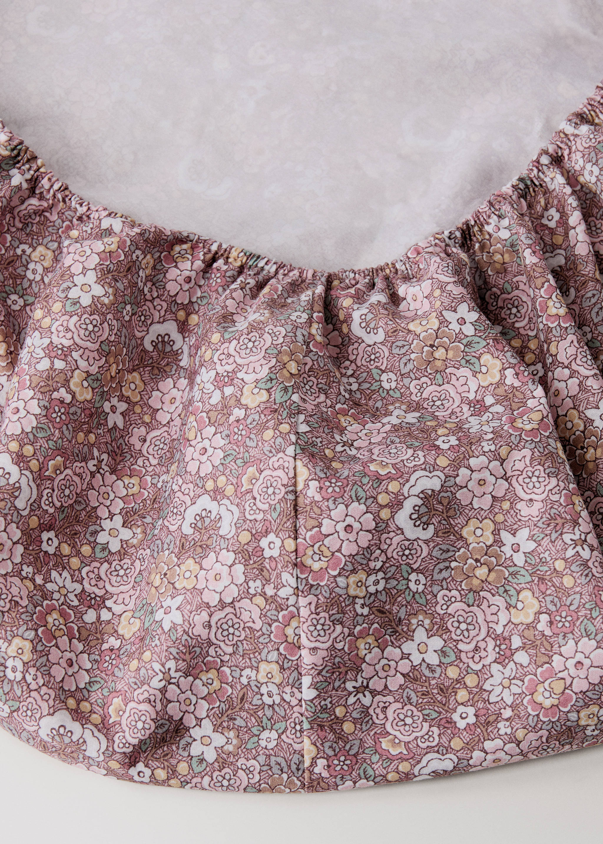 Children's percale cotton fitted sheet with small floral print for 90 cm bed - Details of the article 1