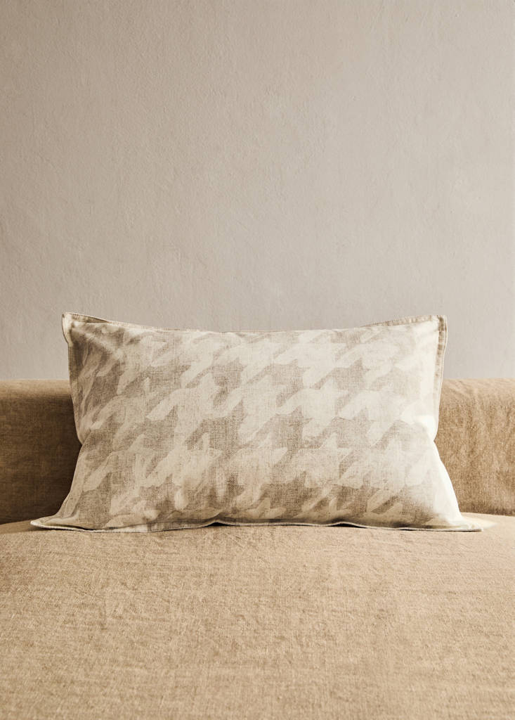 MANGO HOME - Housse de coussin imprimé pied-de-poule marron clair/pastel - 40x60cm