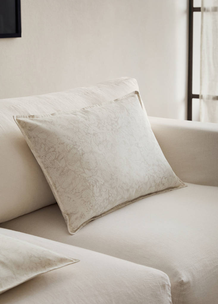 MANGO HOME - Housse de coussin coton toile imprimé fleuri 40x60 cm marron clair/pastel - 40x60cm