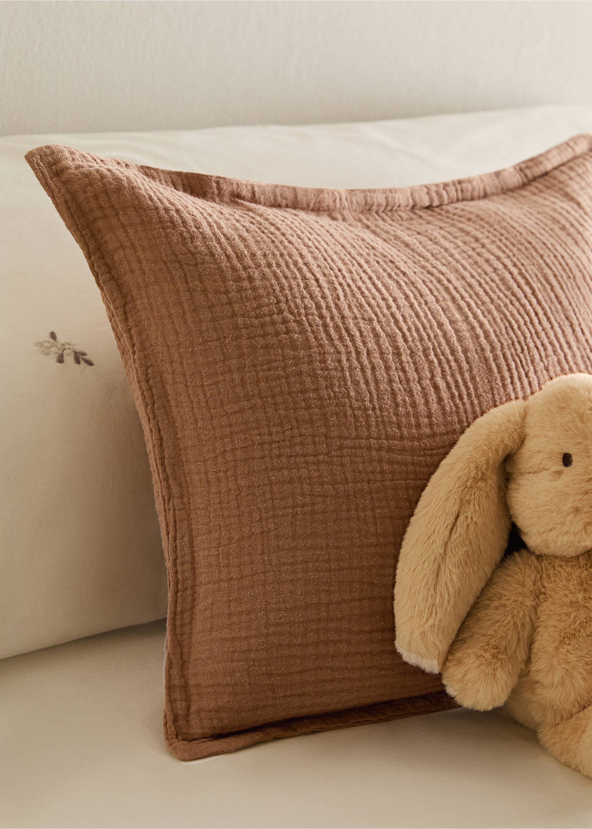 Gauze children's cushion cover 30x40 cm - General plane, Medium Brown. Ref: 17041595-00.